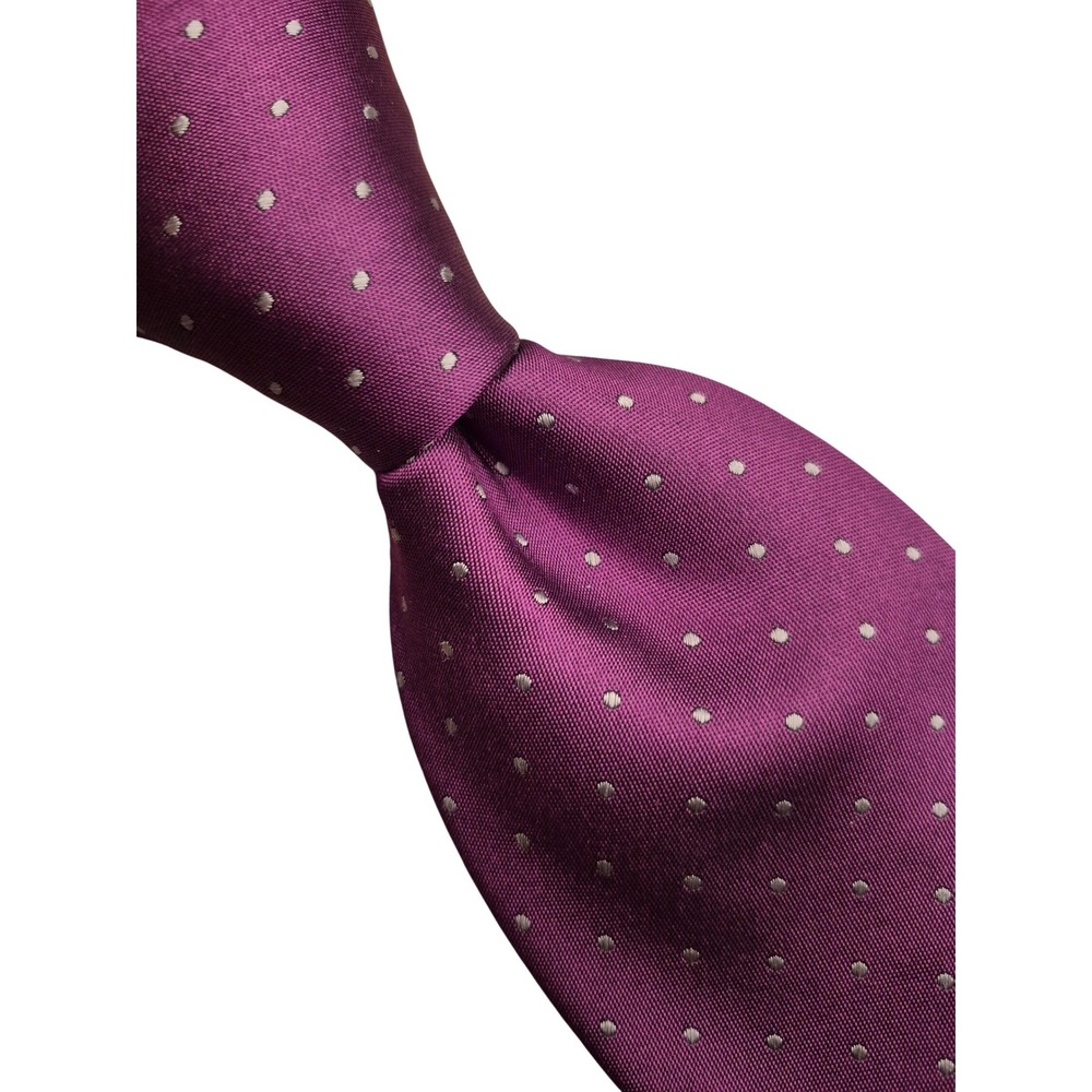 Charles Tyrwhitt Mens Silk Tie Purple Silver Pin Dot Pattern Professional Formal